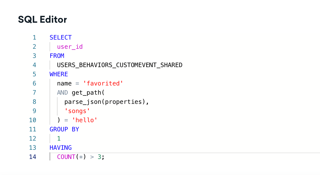 SQL editor showing an example SQL Segment Extension.